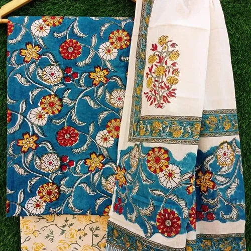 Jaipuri traditional wood block printed dress material